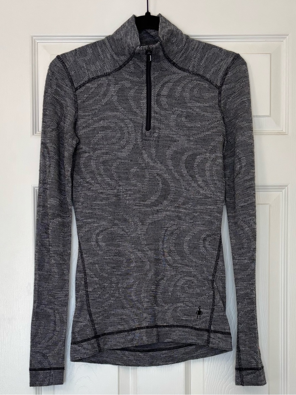 Smartwool 100% Merino Wool 250 Base Layer Quarter Zip Swirl Pattern Top